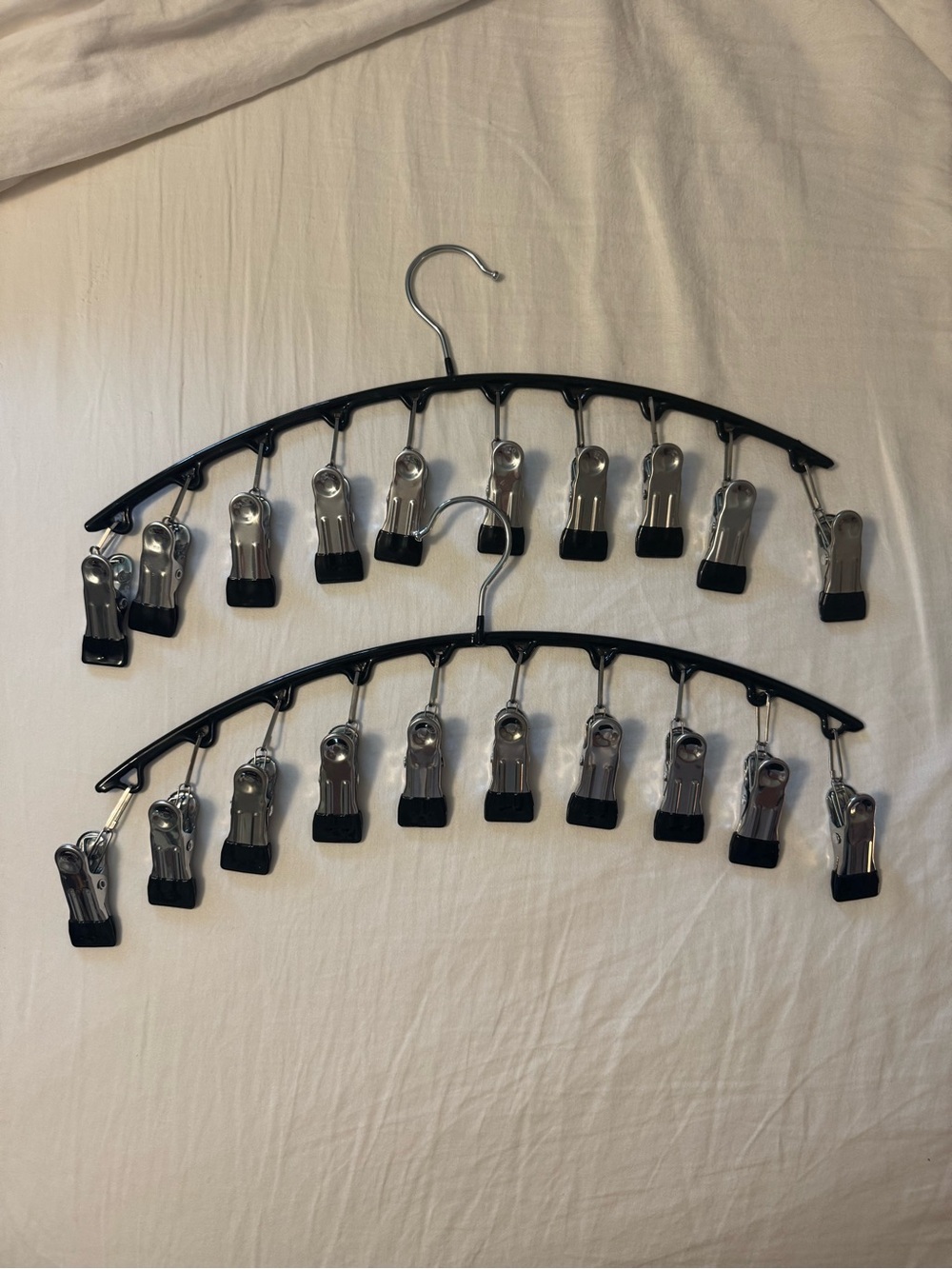 Lot of 2 Space Saving Multi-Clip Legging Organizer Hangers 14.5in